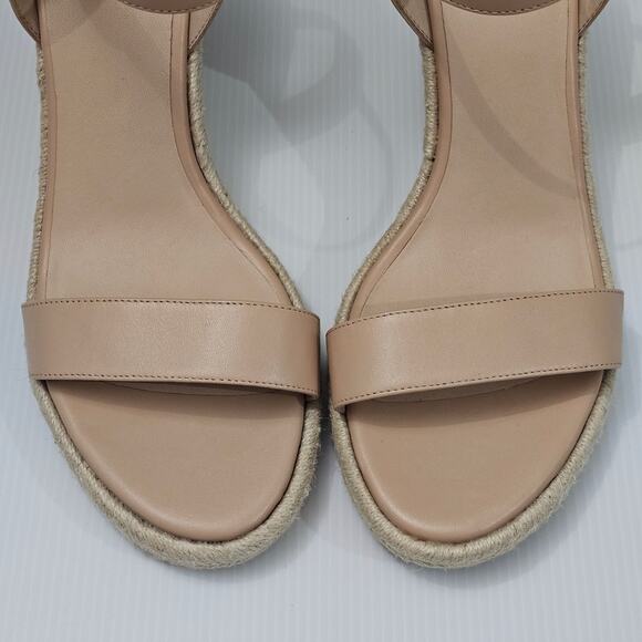 NEW Stuart Weitzman Teddi Wedge Women 10.5 Tan Leather Espadrille Sandal Beige - Picture 5 of 13
